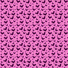 Halloween Bat Pattern on Pink Background