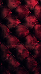 This is a close up of a vibrant red leather couch that features buttons