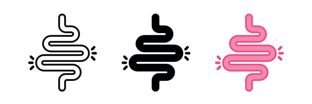 Colitis and gut constipation icon. Bloating and abdominal pain. Stomach vector for gastroenterology, health care, and medical design. Isolated on white background.