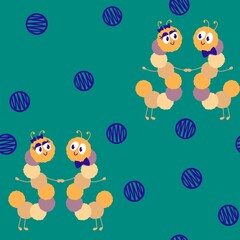 Kids seamless caterpillar cute pattern for fabrics and textiles and packaging and linens and wrapping paper