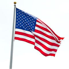 Waving american flag against a bright sky, patriotic symbol transparent background