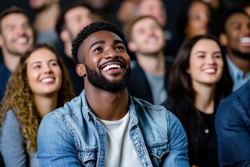 A group of diverse individuals attending a financial literacy seminar, eager expressions, smart investments