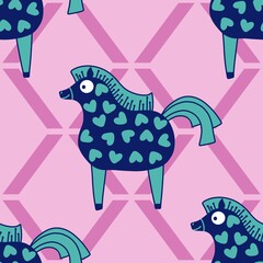 Christmas animals seamless horse pattern for wrapping paper and fabrics