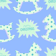 Christmas animals seamless horse pattern for wrapping paper and fabrics