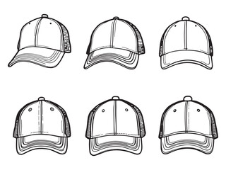 Baseball Cap vector line art illustration