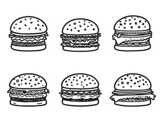 Beef Taco Simple Outline Drawing
