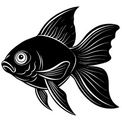 black and white fish vector illustration silhouette 