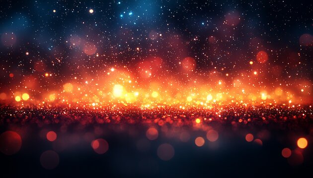 Sparkly red and blue lights on a dark background