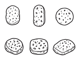 Cheesy Bread Line Drawing Illustration
