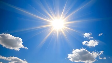 Bright Sunny Day Cloudscape,  Stunning Summer Sunlight Rays