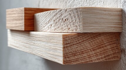 Three precision planed beech wood boards for minimalist furniture design