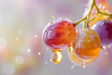 Abstract Close Up of Grapes with Liquid Droplets