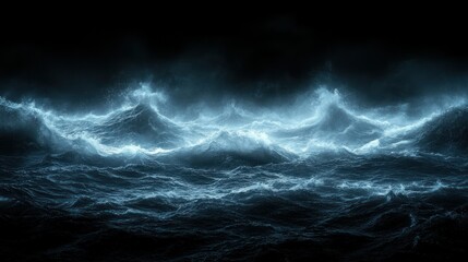 Stormy ocean waves at night