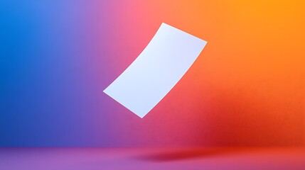 Floating blank paper against vibrant gradient backdrop.