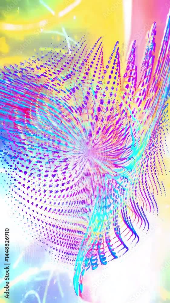 Poster An engaging display of digital art unfolds with swirling, vibrant patterns and bright colors mesmerizing viewers in a virtual space