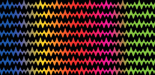 Colorful Waveform Abstract with Black Background.