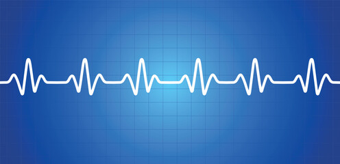 Electrocardiogram on a blue background vector illustration. ECG Waveform Illustration.