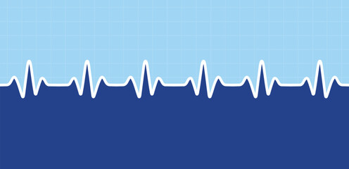 Electrocardiogram on a blue background vector illustration. ECG Waveform Illustration.