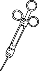 Hand-Drawn Dental Syringe Illustration for Clinic or Anesthesia Design