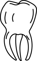 Tooth Outline Drawing in Hand-Drawn Dental Style
