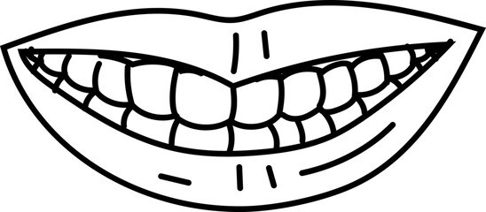 Clean Smile with Teeth Line Art Illustration