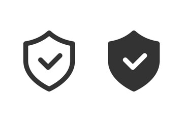 Shield icon with a check mark. Representing security, protection, and approval.