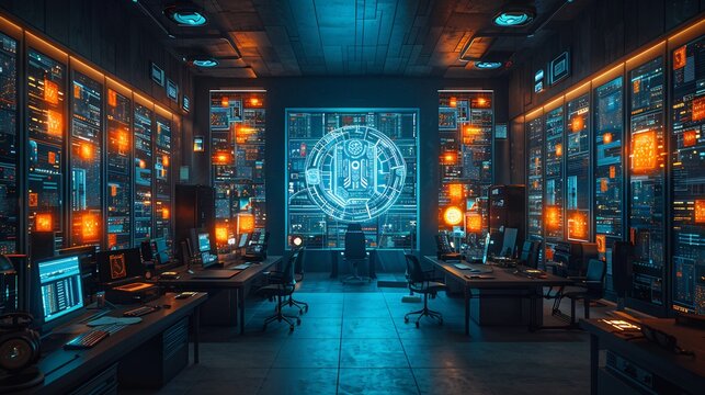 Futuristic office where digital marketing professionals explore buyer personas to craft optimized mobile and online content