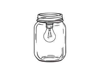 Mason Jar Light Line Art