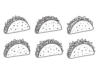 Mini Tacos Line Drawing