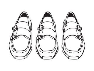 Monk Strap Shoes Line Art