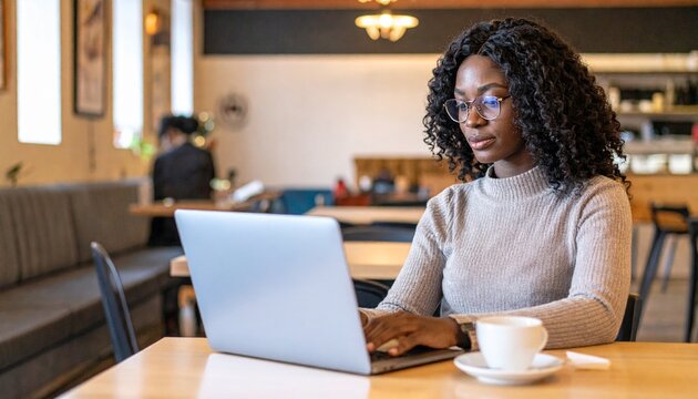 落ち着いたカフェの中でノートPCに向き合う30代女性の丁寧な時間の使い方

