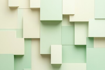 Obraz premium Minimalist Stacked Gradient Rectangles in Muted Green and Beige Tones