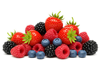 Obraz premium Delicious Fresh Berry Mix Strawberries Raspberries Blueberries Blackberries Fruits