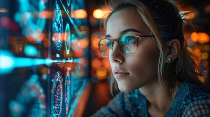 Futuristic digital marketing team exploring buyer personas to optimize SEM campaigns and create compelling content