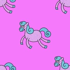 Christmas animals seamless horse pattern for wrapping paper and fabrics