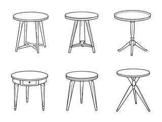 Side Table Simple Line Drawing