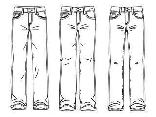 Straight Leg Jeans Outline Art