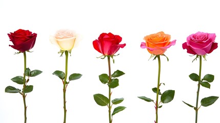 Naklejka premium Five Colorful Roses Closeup Photography