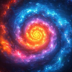 Fototapeta premium Abstract Galaxy Nebula with Spiral Swirls of Orange, Blue and Red