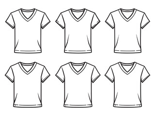 Naklejka premium V Neck T Shirt Line Art Illustration