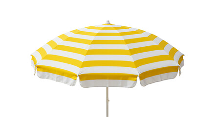 Yellow and white striped beach umbrella summer vacation sun protection outdoor shade parasol poolside canopy