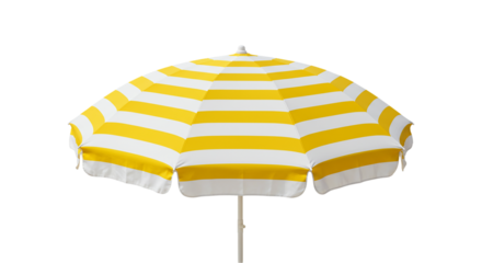 Yellow and white striped beach umbrella summer vacation sun protection outdoor shade parasol poolside canopy