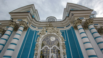 Grotto Pavilion timelapse hyperlapse in Catherine Park at Tsarskoye Selo Pushkin , St. Petersburg,...