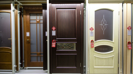 Wooden front door timelapse stop motion from the interior of home with windows. Interior shot of Wooden Front Door