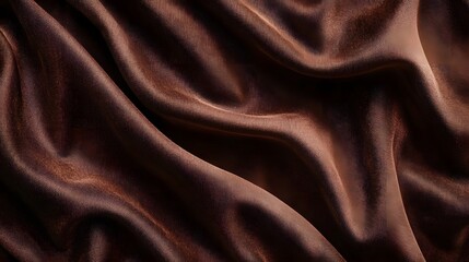 Obraz premium A luxurious brown textile is draped in soft, flowing folds, creating a visually appealing play of light and shadow on the fabric's surface.