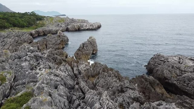 Static View of Jagged Rock Formations on the Cantabrian Coast - 1665
