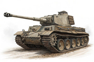 Detailed Vintage Military Tank with Soldier on Top in Desert Environment