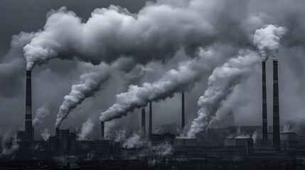 Industrial Pollution: A Grim Panorama of Smokestacks and Emissions