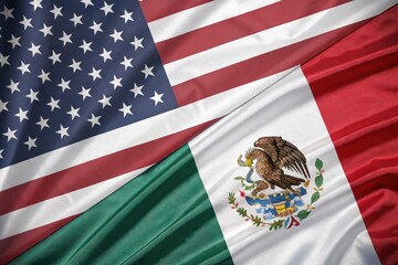 Intertwined Flags of United States and Mexico Symbolizing Unity