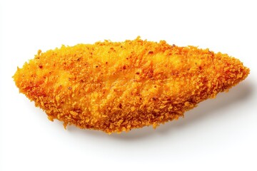 crispy spicy fish fillet on white background overhead view